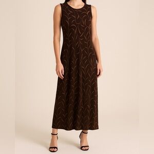 Ronni Nicole Beautiful Brown Velvet Dress with Gold Leaf Design